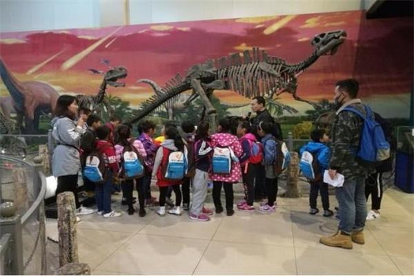學生在上認識恐龍科普課