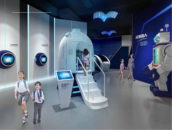 小朋友體驗(yàn)AR機(jī)器人和航天飛行器 小朋友體驗(yàn)AR機(jī)器人和航天飛行器
